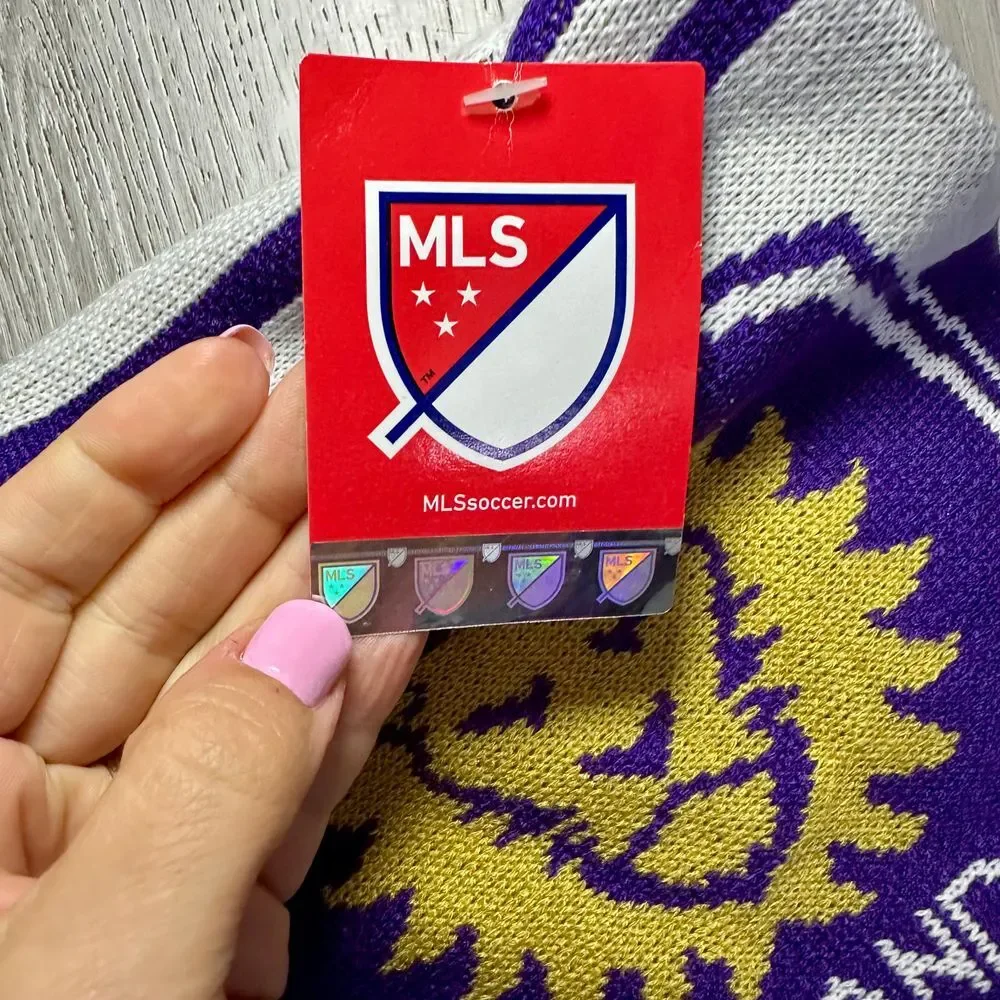NWT‎ Orlando City Lions MLS soccer unisex adult scarf purple and white